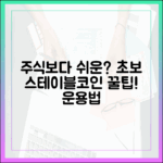 주식보다 쉬운가? 초보 투자자를 위한 스테이블코인 운용법