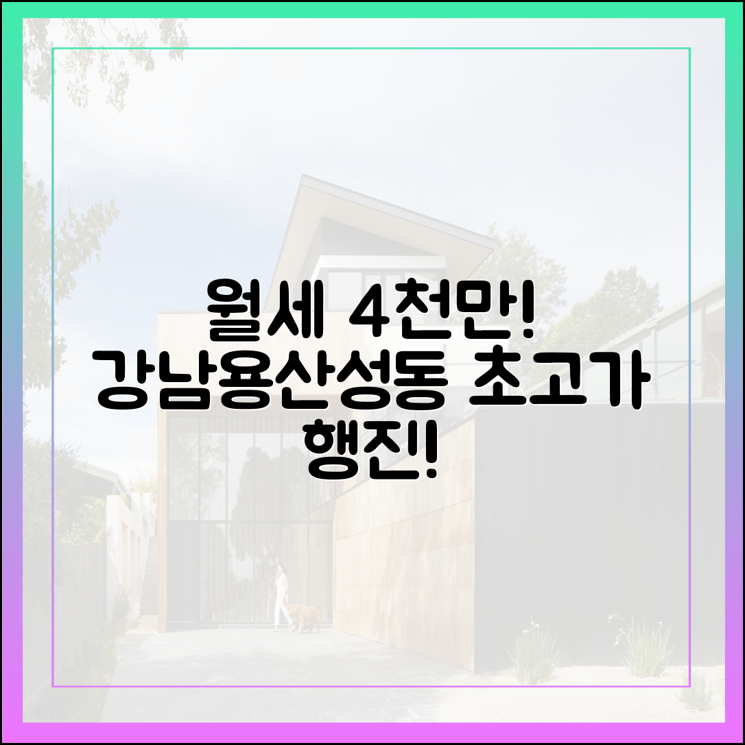 월세 4천만 원, 강남·용산·성동 3곳 초고가 월세 속출