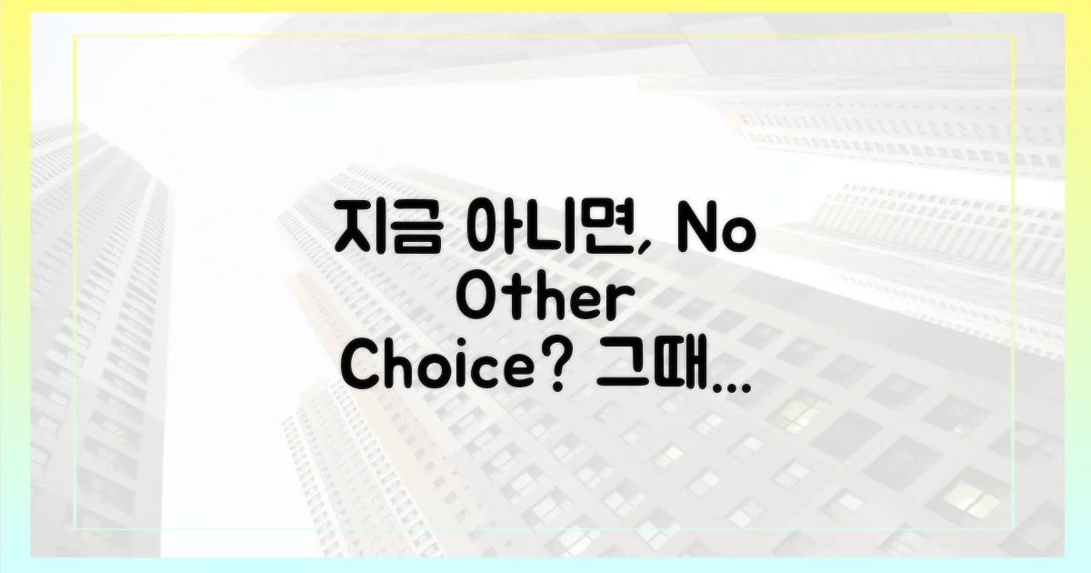 지금이 아니면, 다른 선택은?