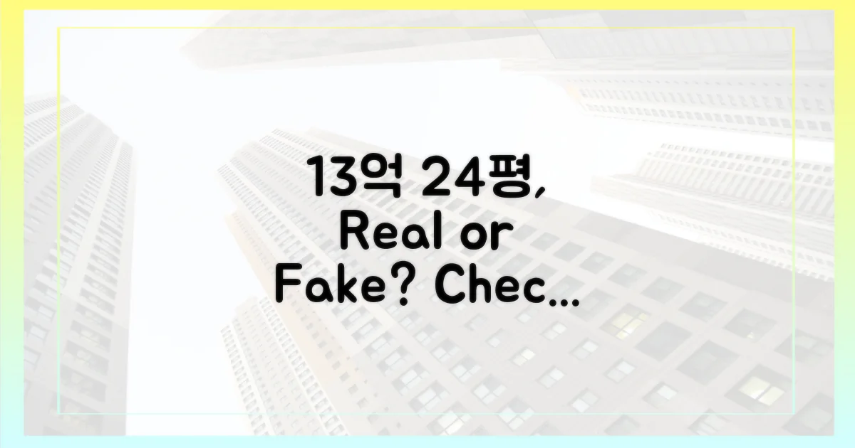 24평 13억, 현실인지 확인하세요