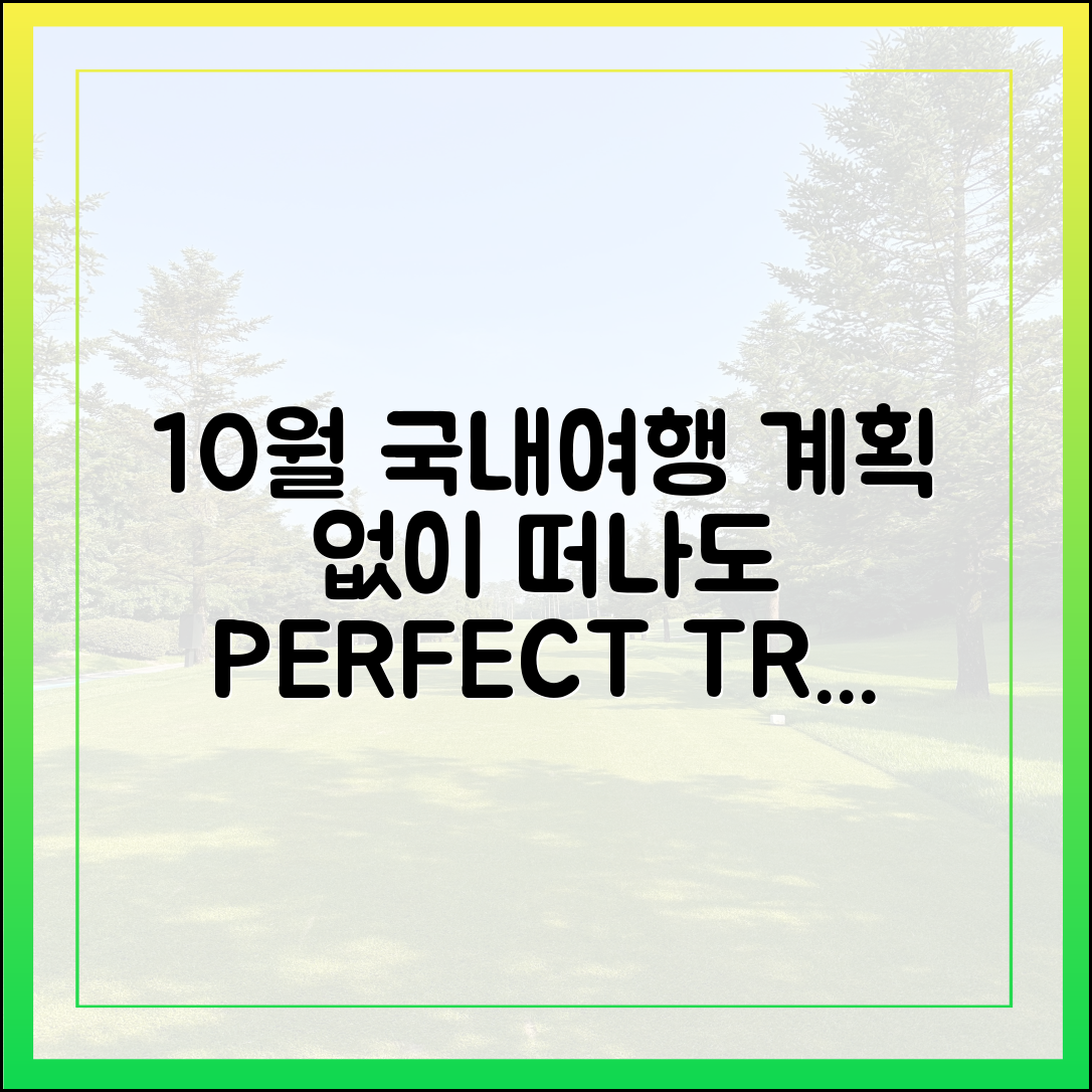 10월 국내 여행 BEST: 계획 없이 떠나도 완벽 가이드