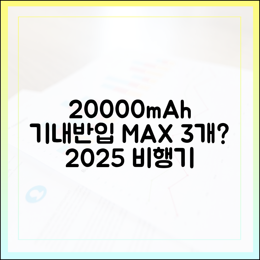 20000mAh 보조배터리, 기내 반입 몇 개까지 가능할까? (2025년 기준)