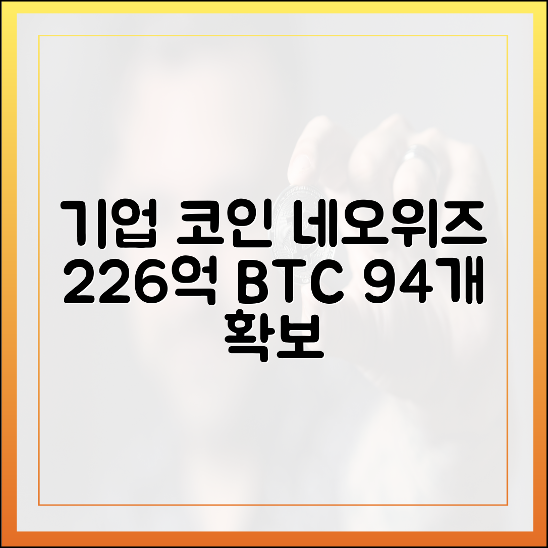 기업 코인 딥다이브] 네오위즈 226억 현금화, BTC 94개…투자 전략 완벽 가이드