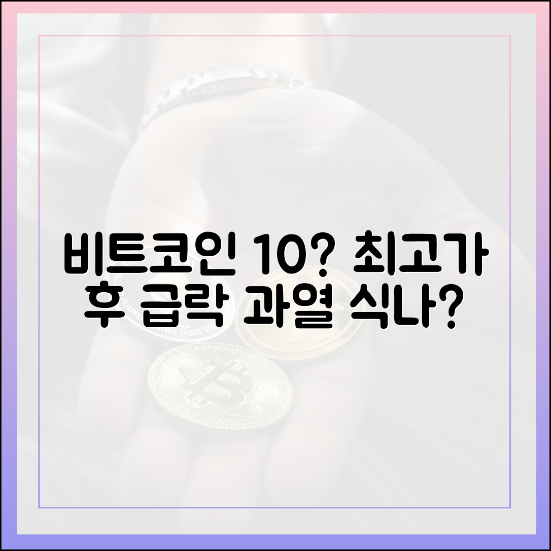 사상 최고 비트코인, 10% 하락? 과열 진정 신호