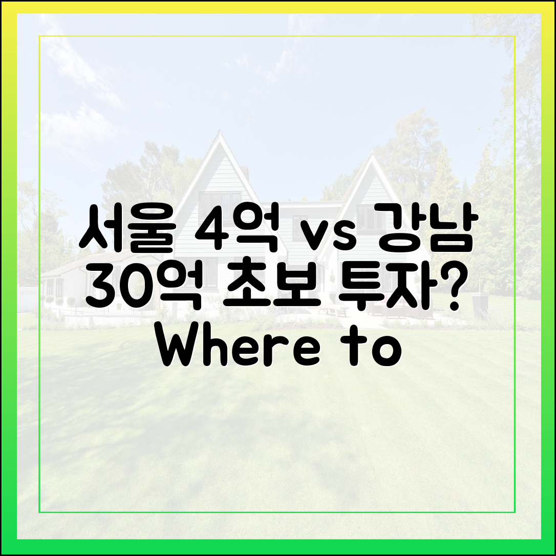 서울 4억 vs 강남 30억: 초보 투자, 어디를 볼까?