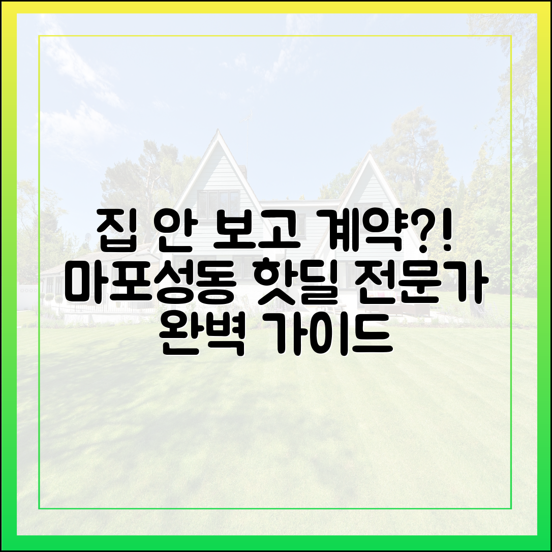 집 안 보고 계약? 마포·성동 불야성, 중개 전문가에게 듣는 완벽 가이드
