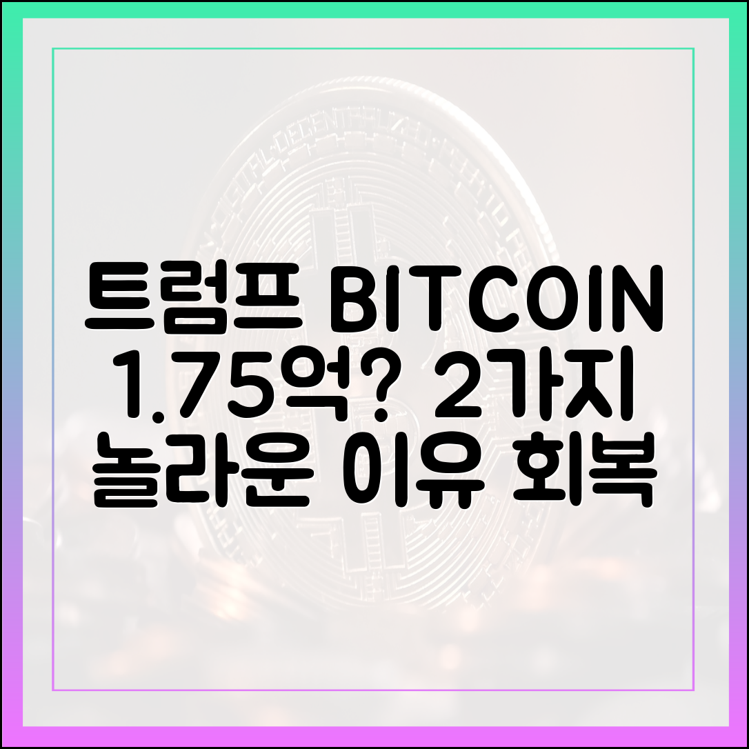 트럼프, 비트코인 1.75억 회복? 2가지 원인