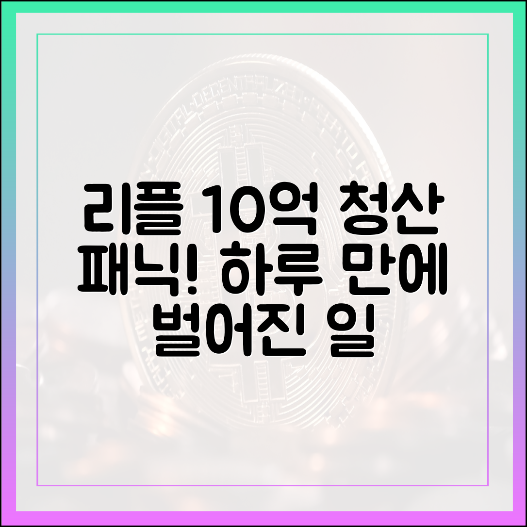 리플 10억 청산 패닉, 하루만에 벌어진 일 3가지