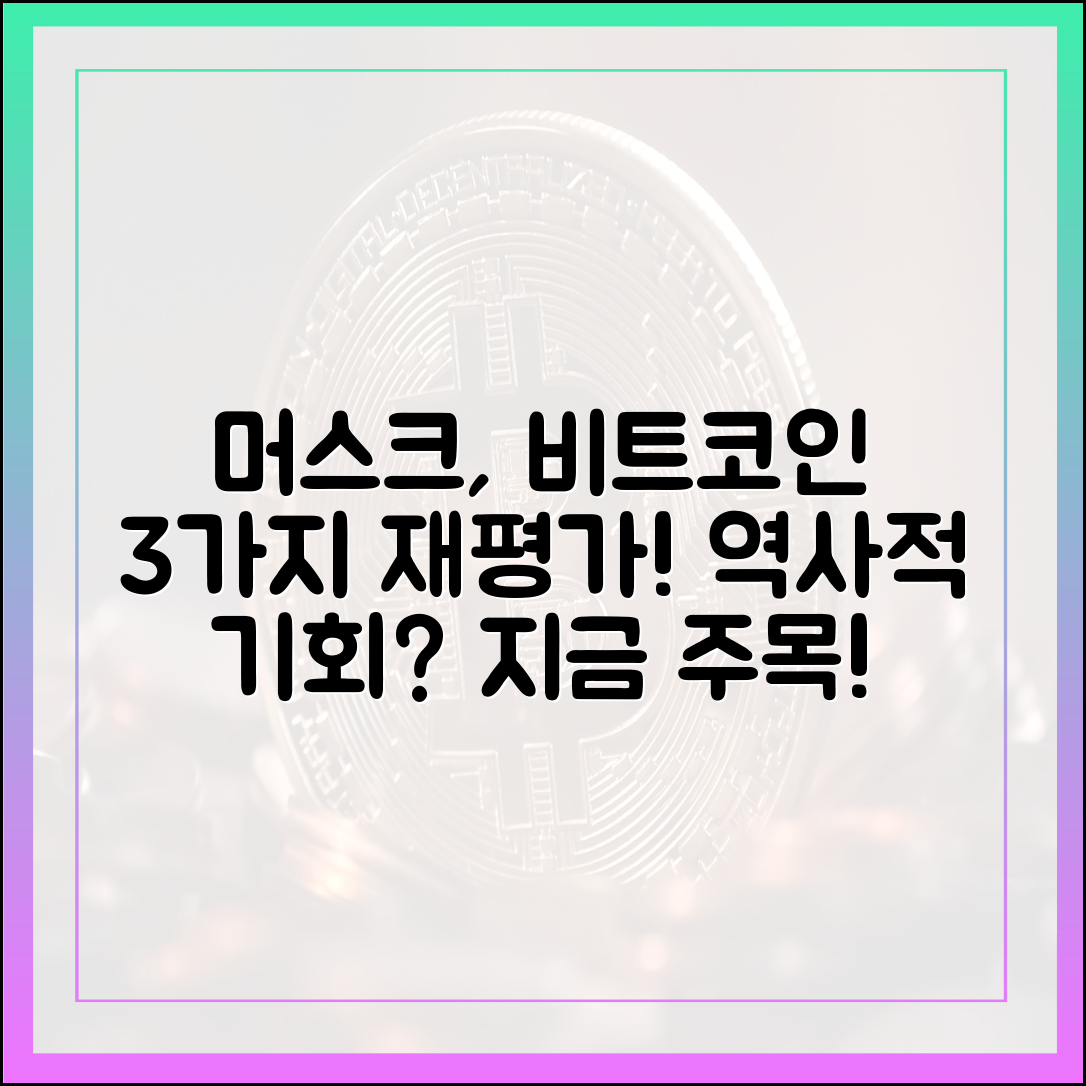 머스크, 비트코인 3가지 재평가!