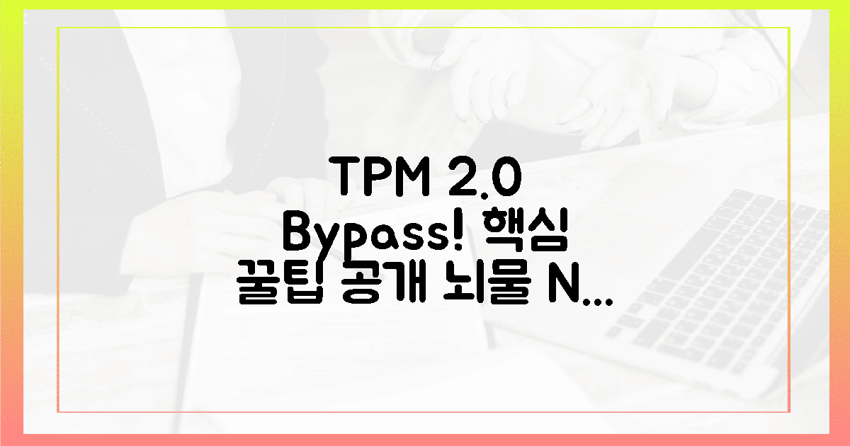 TPM 2.0, 뇌물 없이 우회 꿀팁!