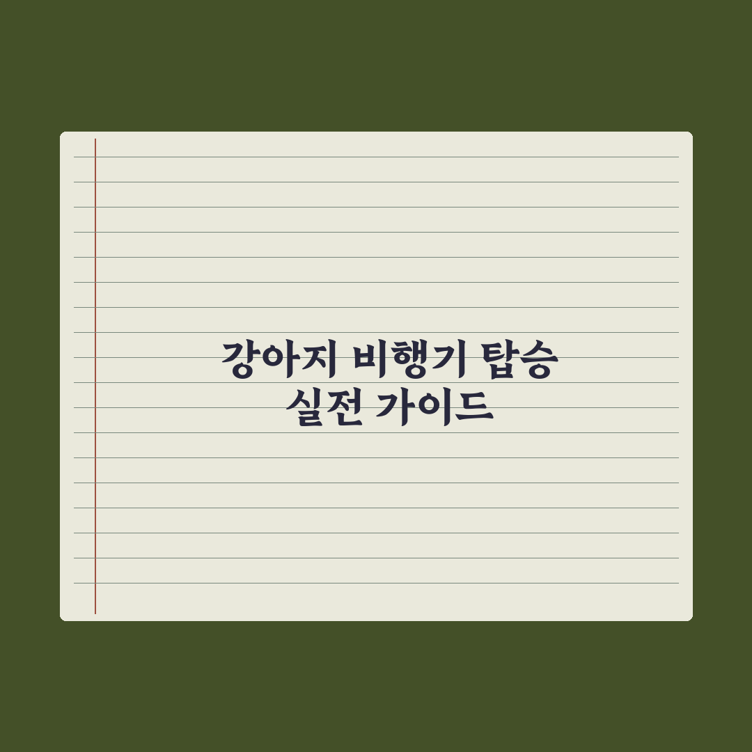 강아지 비행기 탑승 가이드 - 국내·국제선 완벽가이드: 전문가 5대 수칙