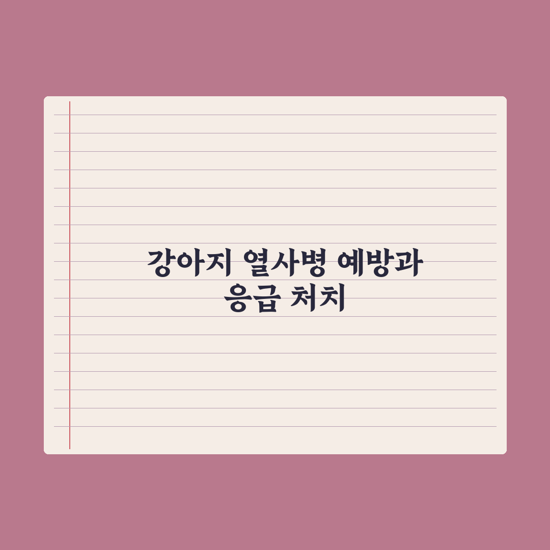 강아지 열사병 - 응급 처치와 예방 실전가이드: 놓치기 쉬운 5가지 핵심