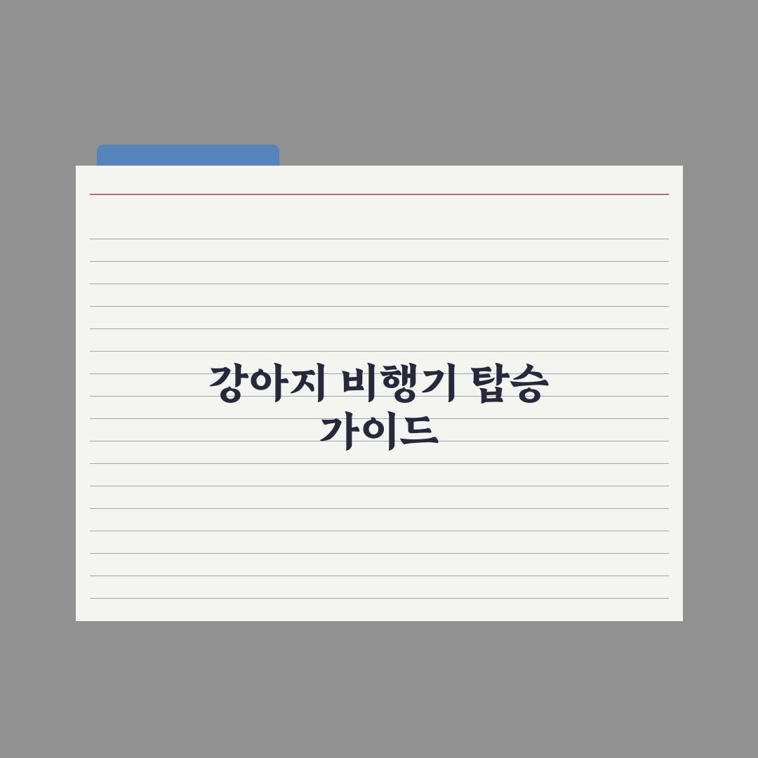 강아지 비행기 탑승 가이드 - 국내·국제선 완벽가이드: 전문가 5대 수칙
