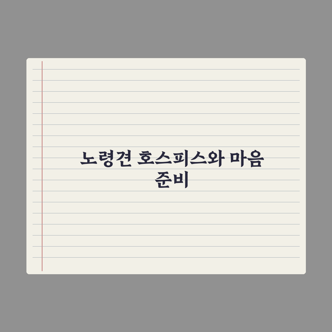 노령견 호스피스 케어와 마음 준비 완벽가이드, 전문가의 7가지 심층 조언