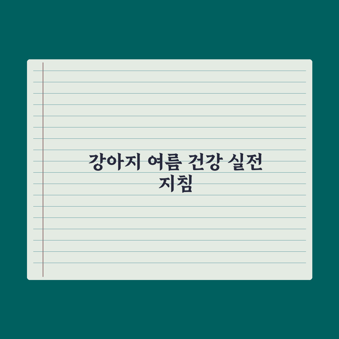 강아지 더위·여름철 건강관리 완벽가이드, 전문가가 검증한 7가지 핵심 수칙